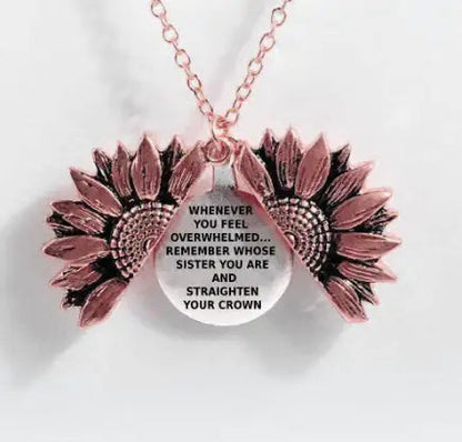 Sunflower Double-layer Lettering Necklace WEM Support (www.WEM.support)