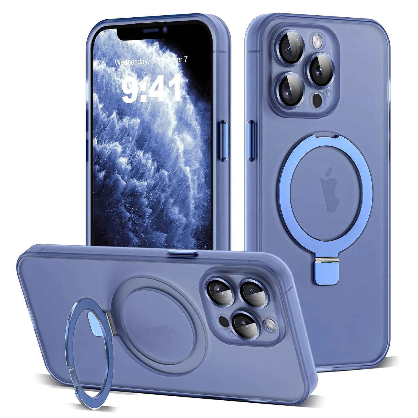 for iPhone 11 Case with Magnetic Invisible Ring Stand [Full Camera Lens Protection] [Compatible with Mag-Safe] Military-Grade Drop Matte Translucent Slim Phone Cases for iPhone 11 6.1", Pink