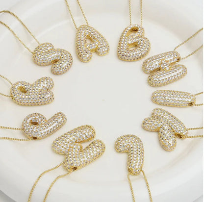 Star Brass Zircon Letter Necklace WEM Support (www.WEM.support)