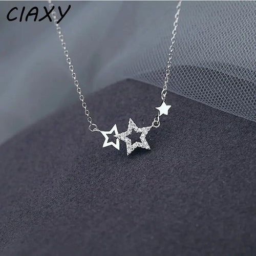CIAXY Silver Color Inlaid Zircon Star Necklaces WEM Support (www.WEM.support)