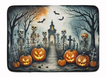 Skeleton Spooky Halloween Memory Foam Kitchen Mat WEM Support (www.WEM.support)