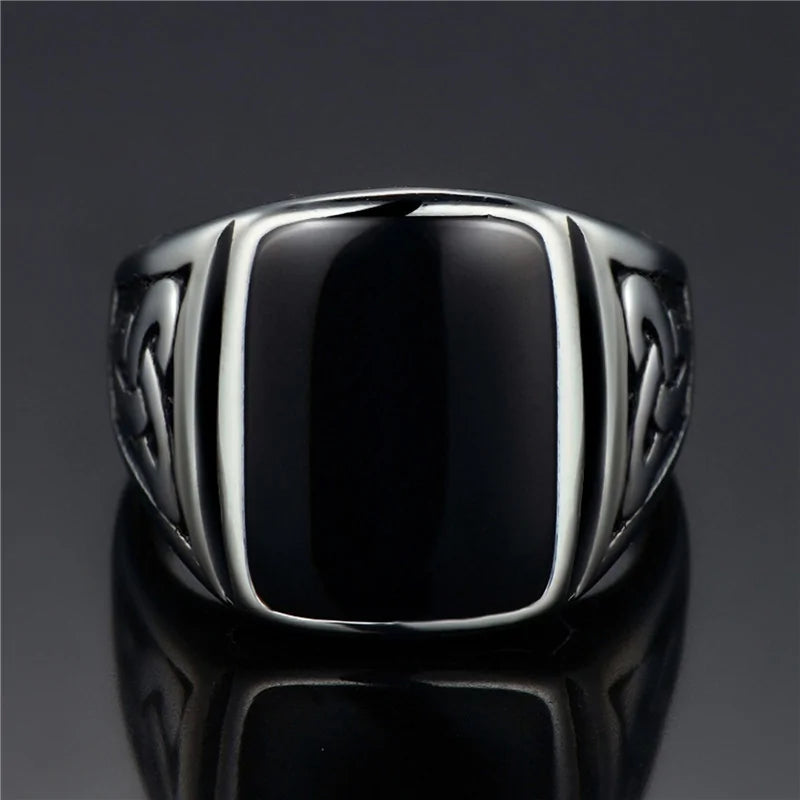 Punk Titanium Steel Valknut Signet Ring WEM Support (www.WEM.support)