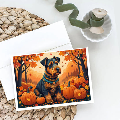 Airedale Terrier Fall Greeting Cards Pack of 8 WEM Support (www.WEM.support)