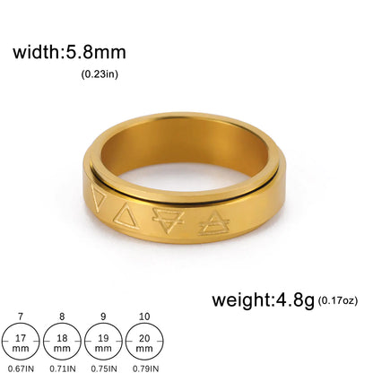 Rotatable Triangle Pattern Stainless Steel Ring