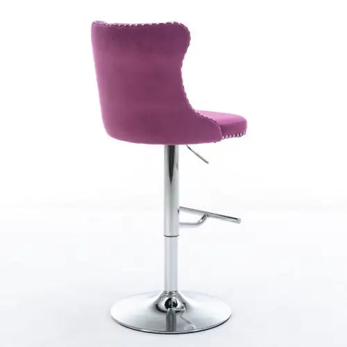 Swivel Velvet Barstools Adjusatble Seat Height From 25-33 Inch Purple,Set Of 2 WEM Support (www.WEM.support)