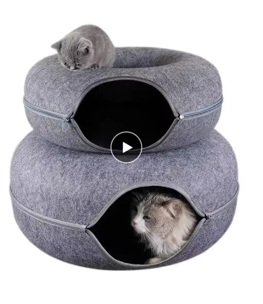 Round Woolen Cat Nest & Tunnel HejK.com Marketplace LLC