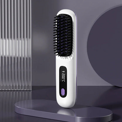 2-in-1 Wireless Hair Straightener Brush WEM Support (www.WEM.support)
