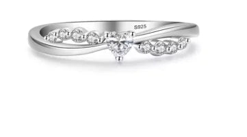 S925 Silver Cross Heart Diamond Ring WEM Support (www.WEM.support)