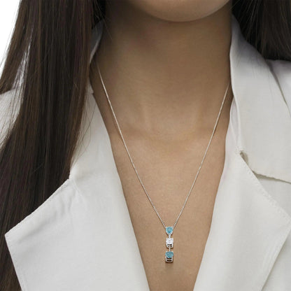14K White Gold 1 1/3 cttw White and Treated Blue Diamond Pendant Necklace (H-I, SI2-I1) WEM Support (www.WEM.support)