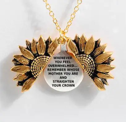 Sunflower Double-layer Lettering Necklace WEM Support (www.WEM.support)