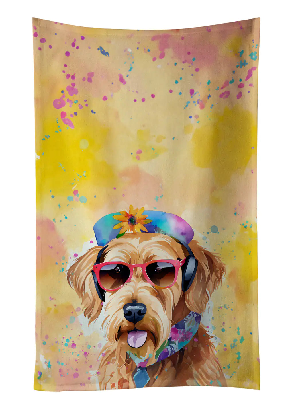 Airedale Terrier Hippie Dawg Kitchen Towel WEM Support (www.WEM.support)