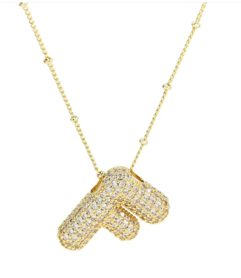 Brass Zircon Letter Necklace WEM Support (www.WEM.support)