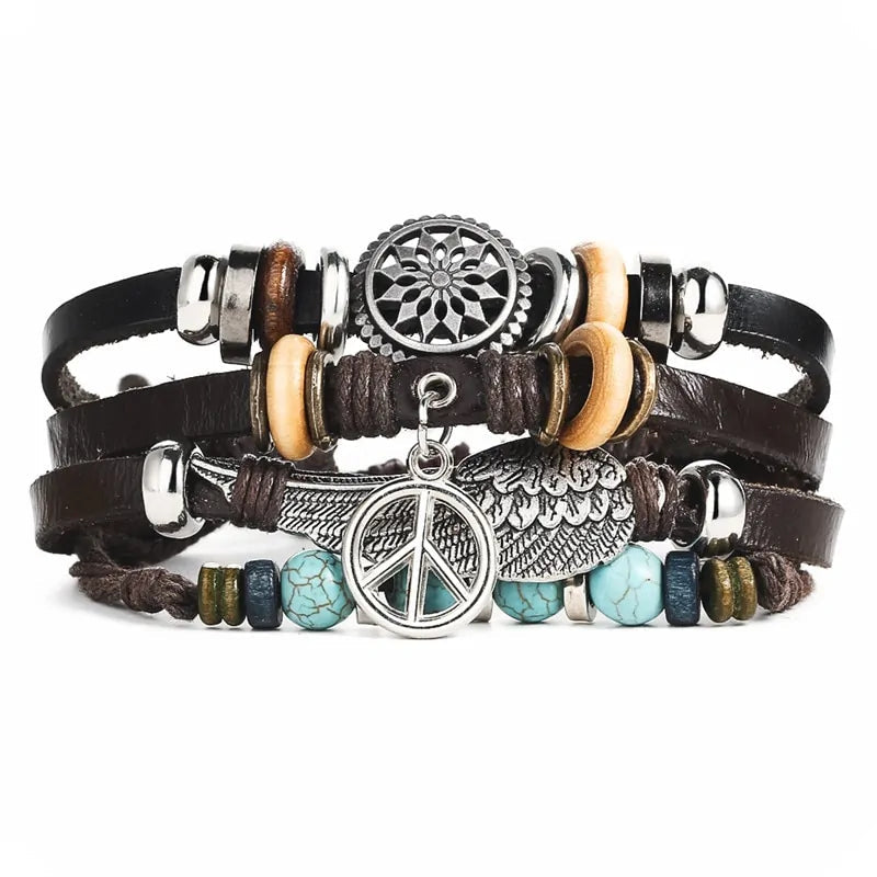 Multilayer Leather Bracelet WEM Support (www.WEM.support)