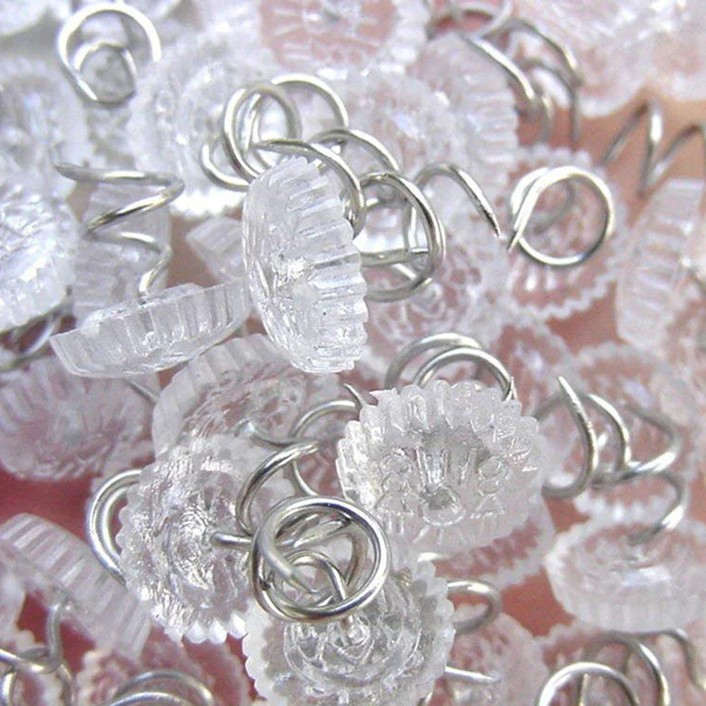 50 Pcs Upholstery Tacks Headliner Pins Clear Heads Twist Bed Fabric Sofa Chair WEM Support (www.WEM.support)