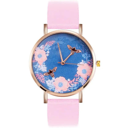 Blue Floral Bee Watch WEM Support (www.WEM.support)