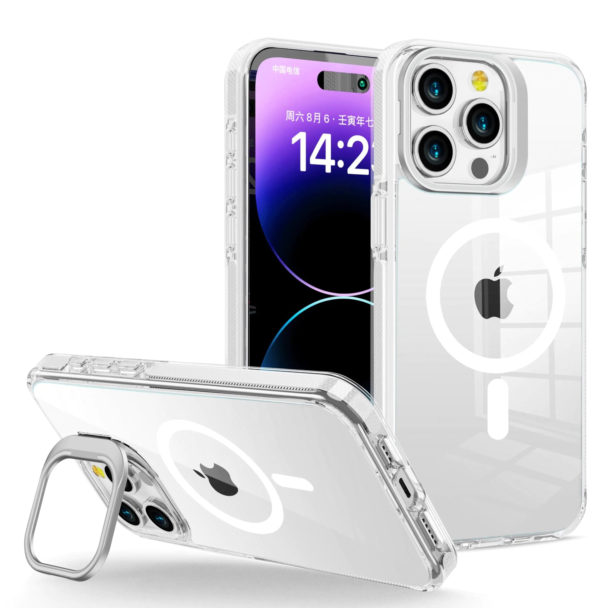 LUHOURI Magnetic for iPhone 13 Pro Max Case with Built-in Kickstand,Screen Protector Included,[Compatible with Magsafe],Slim Fit Shockproof Crystal Cover iPhone 13 Pro Max 6.7" Phone Case Clear Blue HejK.com