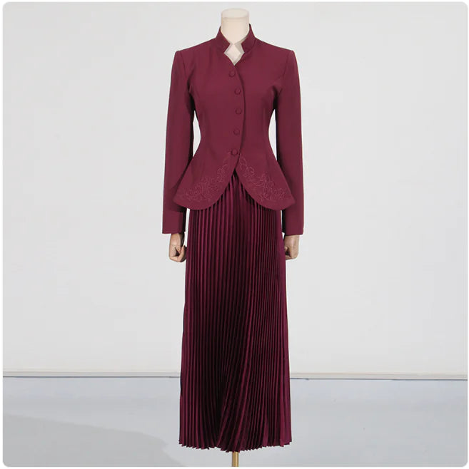 Embroidered Elegance Two-Piece Set – High-Waist Skirt & Coat WEM Support (www.WEM.support)