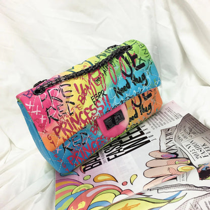 New Color Graffiti Printing Shoulder Bag Fashion Travel Bag WEM Support (www.WEM.support)