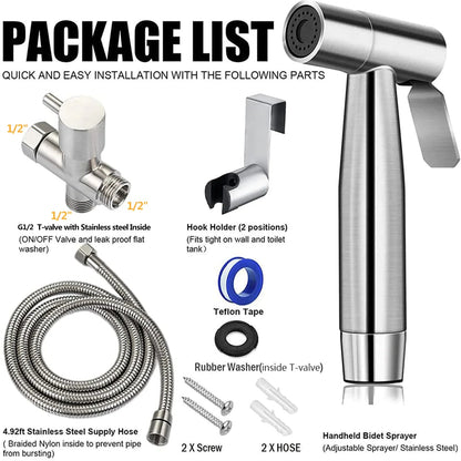 Toilet Shattaf Adapter Hose Bidet Spray Stainless Steel Handheld Shower Head US WEM Support (www.WEM.support)