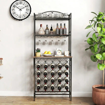 Tall Wine Holder Stand With Wine Glass Holder WEM Support (www.WEM.support)
