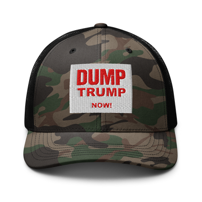 DUMP TRUMP NOW! Camo Outdoor Trucker Cap - Mesh hats