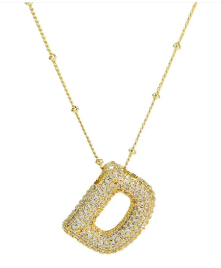 Brass Zircon Letter Necklace WEM Support (www.WEM.support)