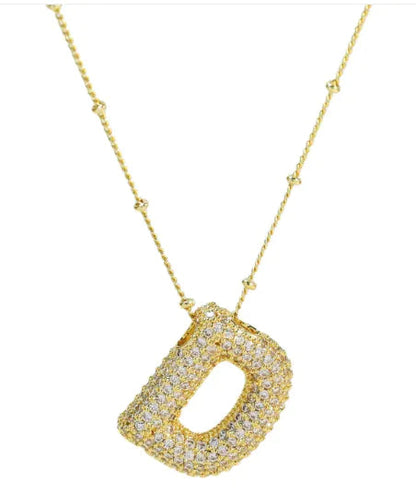 Brass Zircon Letter Necklace WEM Support (www.WEM.support)
