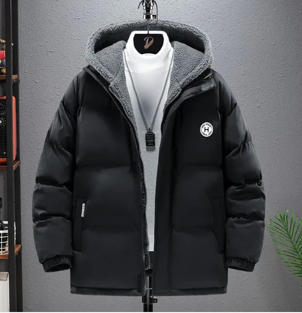 Berber Fleece Coat Cotton-padded Coat Men's Fake Two Pieces Hooded Cotton Jacket Thick Warm WEM Support (www.WEM.support)