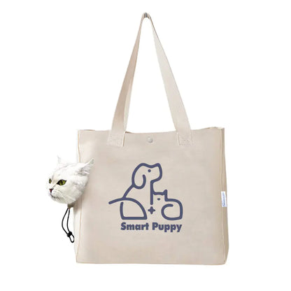 Portable Canvas Print Handbag for Outings with Pets