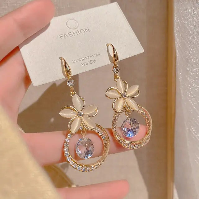 Opal Flower Tassel Earrings Set WEM Support (www.WEM.support)