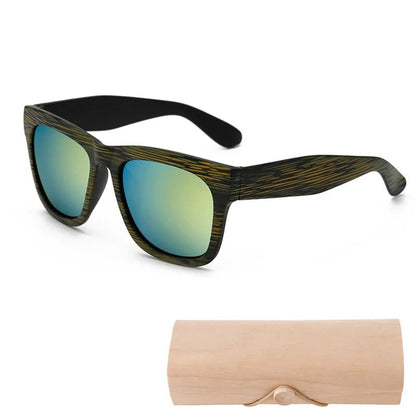 Square Bamboo  Retro Sunglasses WEM Support (www.WEM.support)