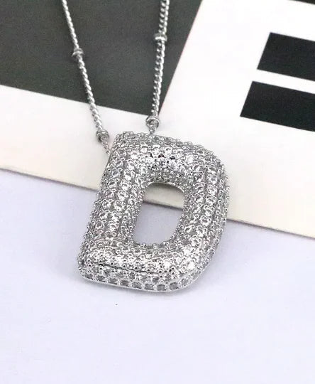 Brass Zircon Letter Necklace WEM Support (www.WEM.support)