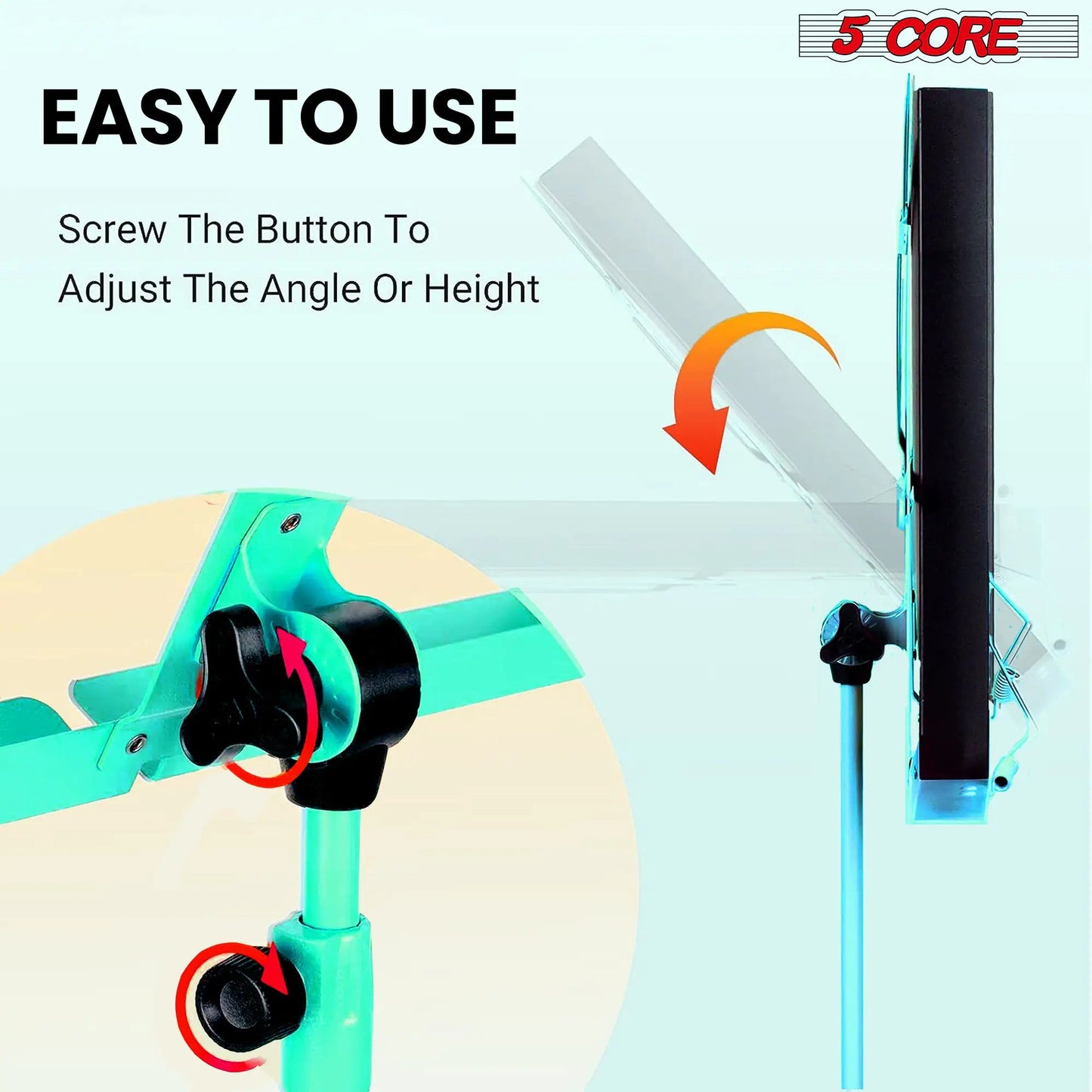 5Core Music Stand For Sheet Music Portable Tripod Adjustable Folding Note Holder GREEN WEM Support (www.WEM.support)