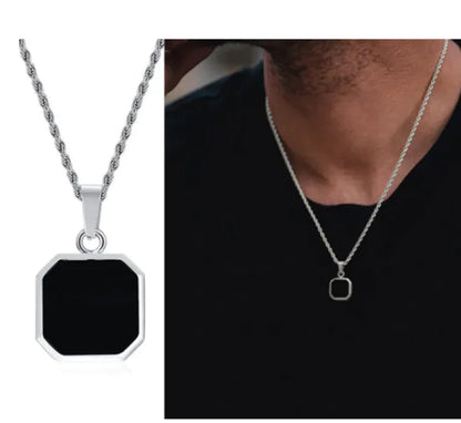 Eclipse Square Stainless Steel Pendant Necklace WEM Support (www.WEM.support)