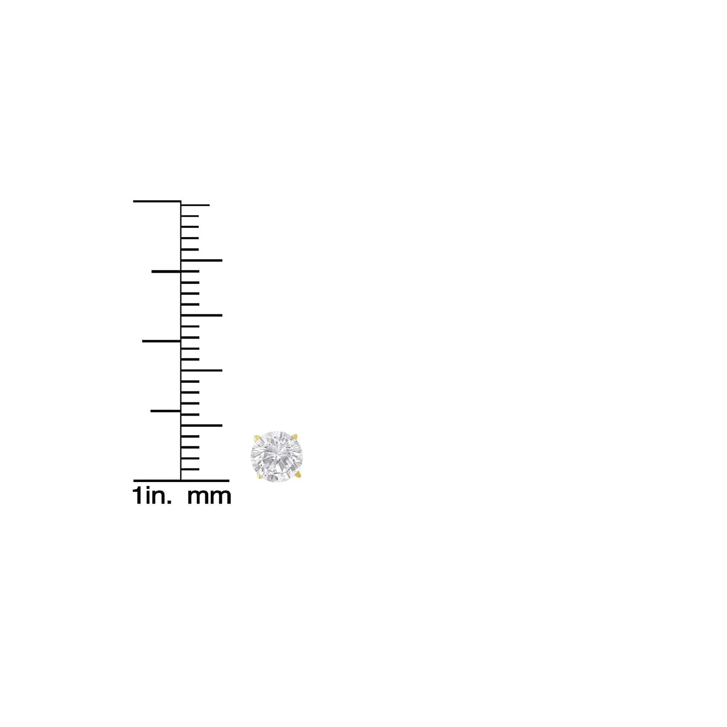 Aretes de Tachuela en Oro Amarillo de 10K sobre Plata Esterlina .925 de 1-1/2 Cttw con Diamantes Brillantes Redondos en Montura Clásica de 4 Garras y Cierres de Tornillo (Color K-L, Claridad I2-I3) WEM Support (www.WEM.support)