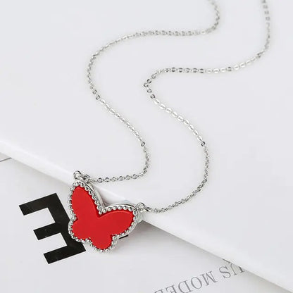 Butterfly Silver-Plated Pendant Necklace WEM Support (www.WEM.support)