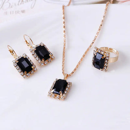 The Crystal Set Necklace Earring Ring Three-piece Set WEM Support (www.WEM.support)