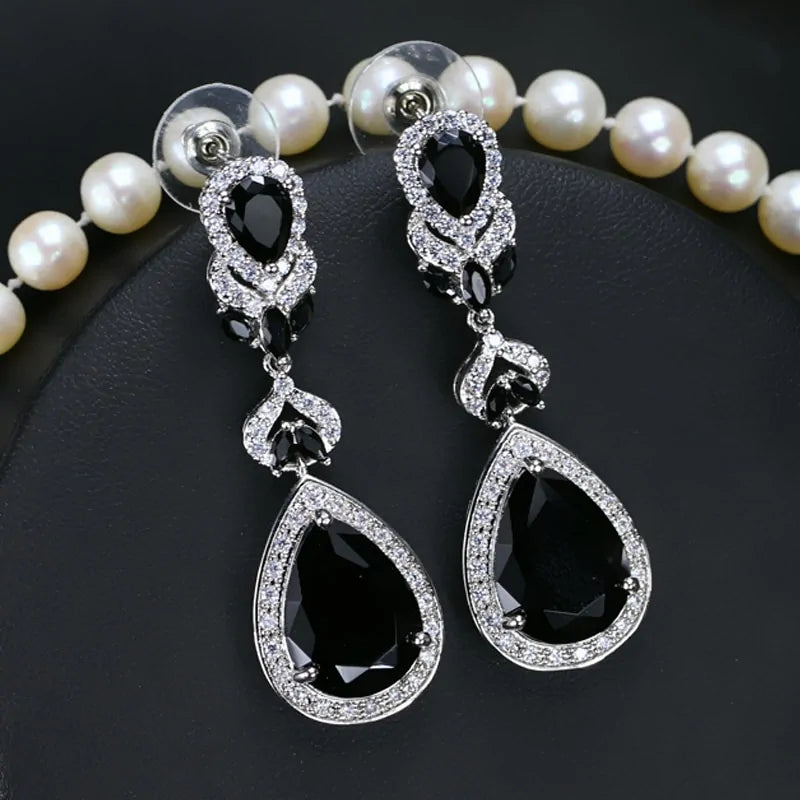 Crystal Bridal Long Earrings WEM Support (www.WEM.support)