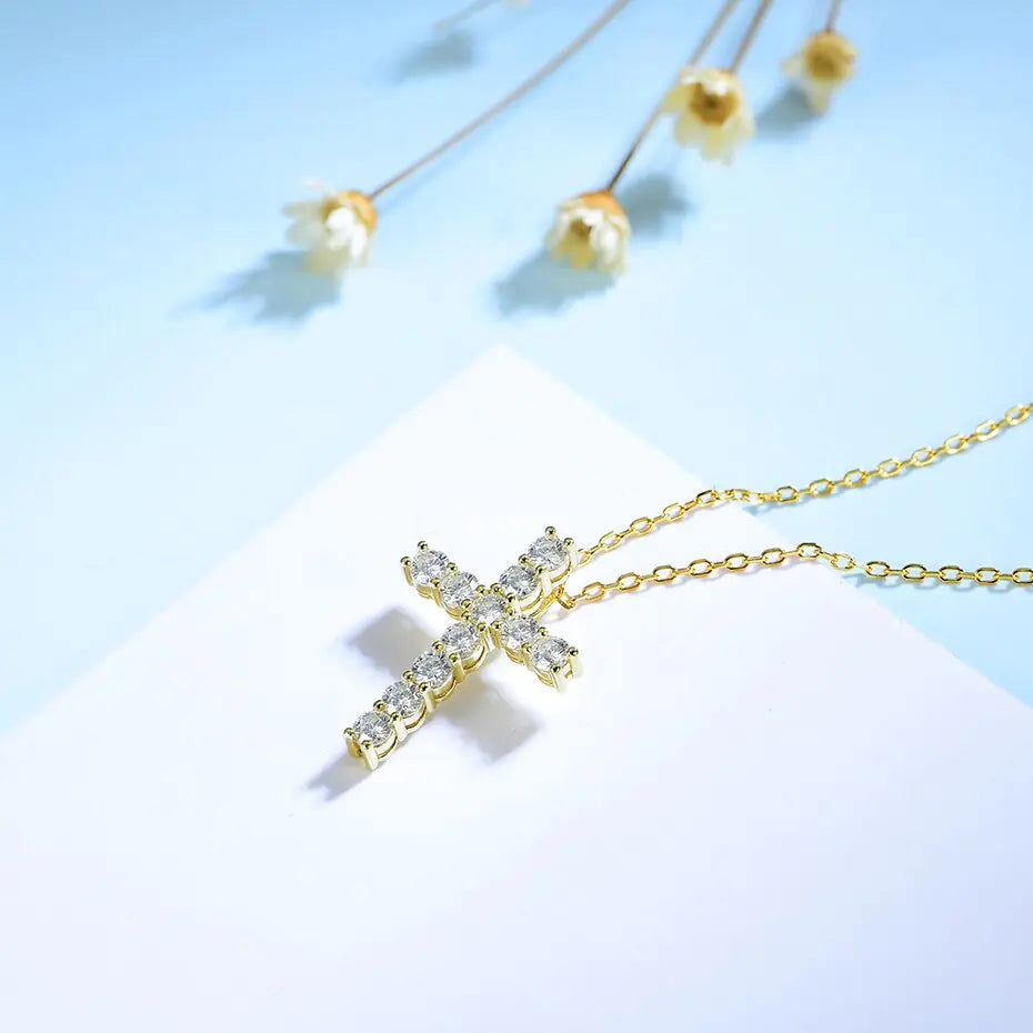 Moissanite Cross Pendants For Women WEM Support (www.WEM.support)