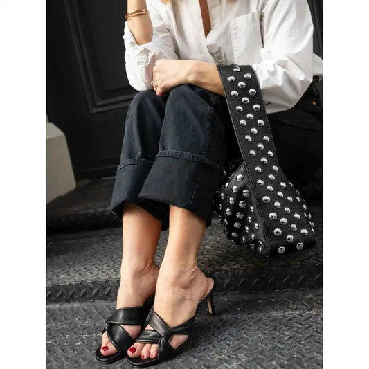 Rivet Underarm Shoulder Black Metal Motorcycle Bag WEM Support (www.WEM.support)