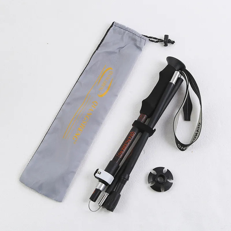 Outdoor Folding Five-section Straight Trekking Pole Trekking Pole WEM Support (www.WEM.support)