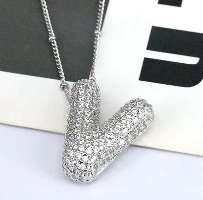 Brass Zircon Letter Necklace WEM Support (www.WEM.support)