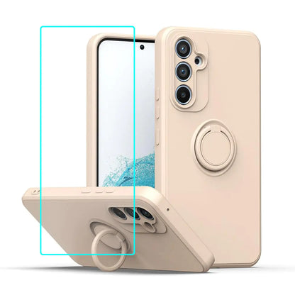 for Gabb Phone 4 Pro 5G Case with Screen Protector,for Bark Phone A15 Phone Case Ring Kickstand Slim Soft Silicone with Full Camera Protection Shockproof Cover for Gabb Phone 4 Pro 2024 Black