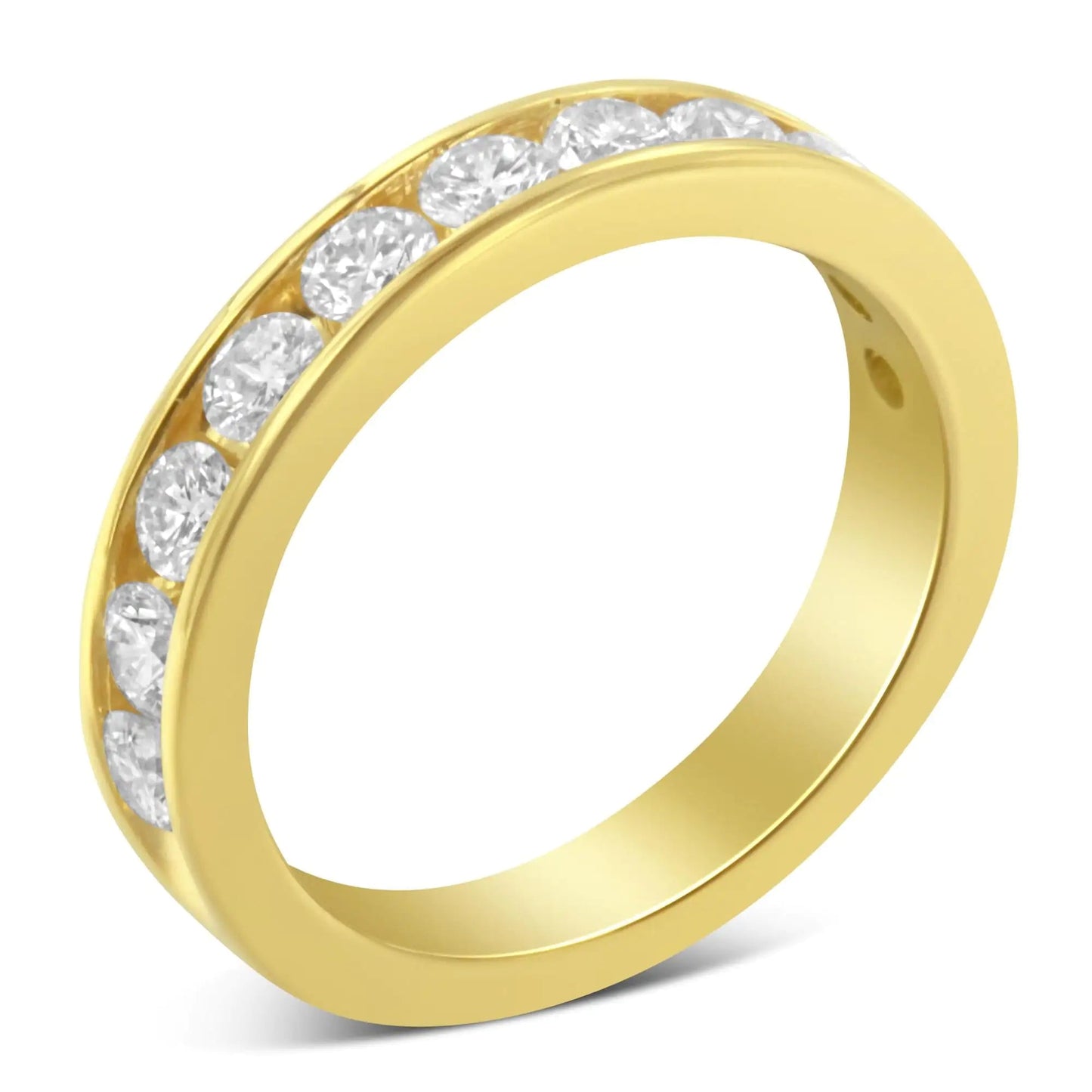 18K Yellow Gold Round Cut Diamond Band Ring (1 Cttw, H-I Color, SI2-I1 Clarity) WEM Support (www.WEM.support)