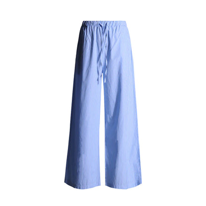 Blue Striped High-Waist Pants