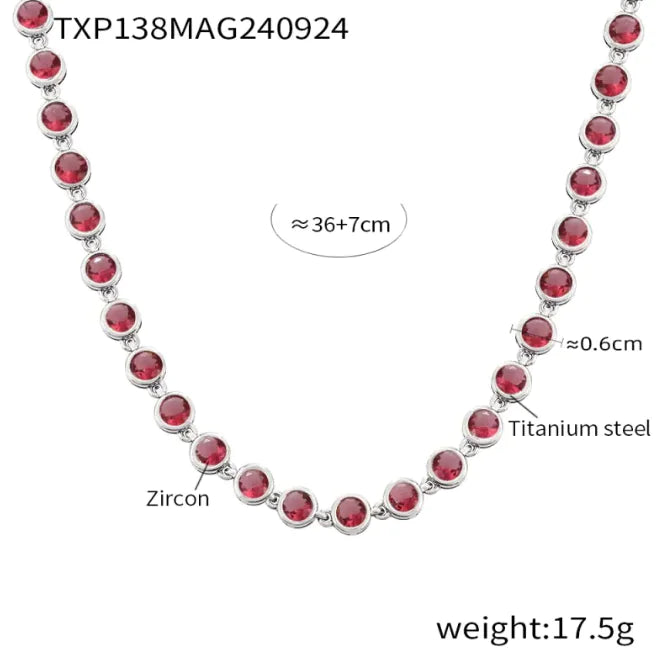 Titanium Steel Zircon Color Mix Bracelet & Necklace Set WEM Support (www.WEM.support)