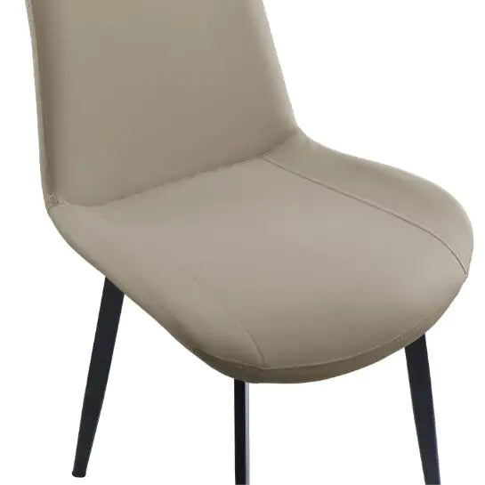 Tan PU Leather Dining Chair With Metal Legs, Modern Upholstered Chair Set Of 2 For Kitchen WEM Support (www.WEM.support)