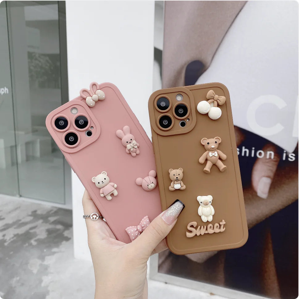3D Bear & Rabbit Angel Eyes Phone Case for iPhone 13/12 Pro Max WEM Support (www.WEM.support)