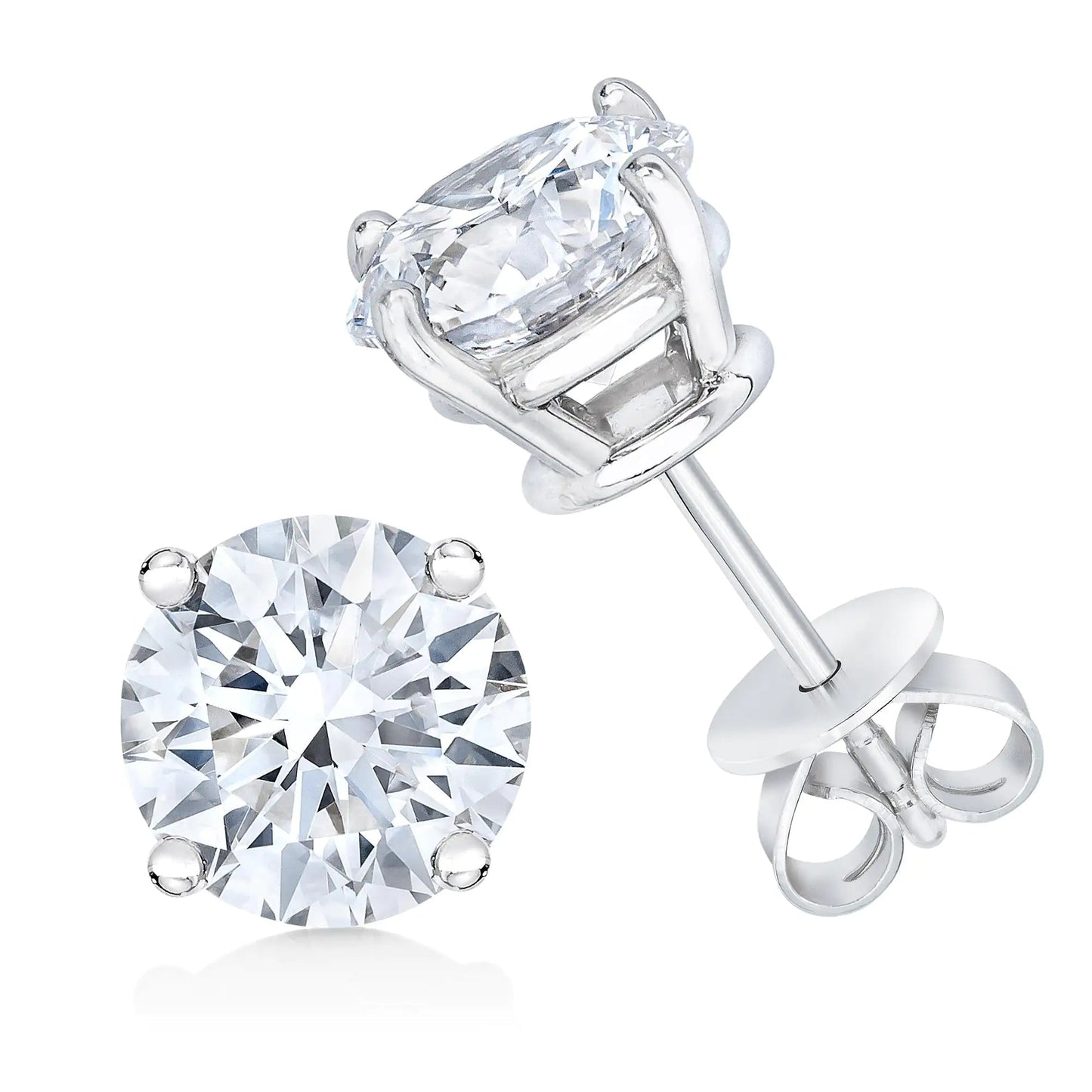 AGS Certified 14K White Gold 1.0 Cttw 4-Prong Set Brilliant Round-Cut Solitaire Diamond Push Back Stud Earrings (E-F Color, I1-I2 Clarity) WEM Support (www.WEM.support)