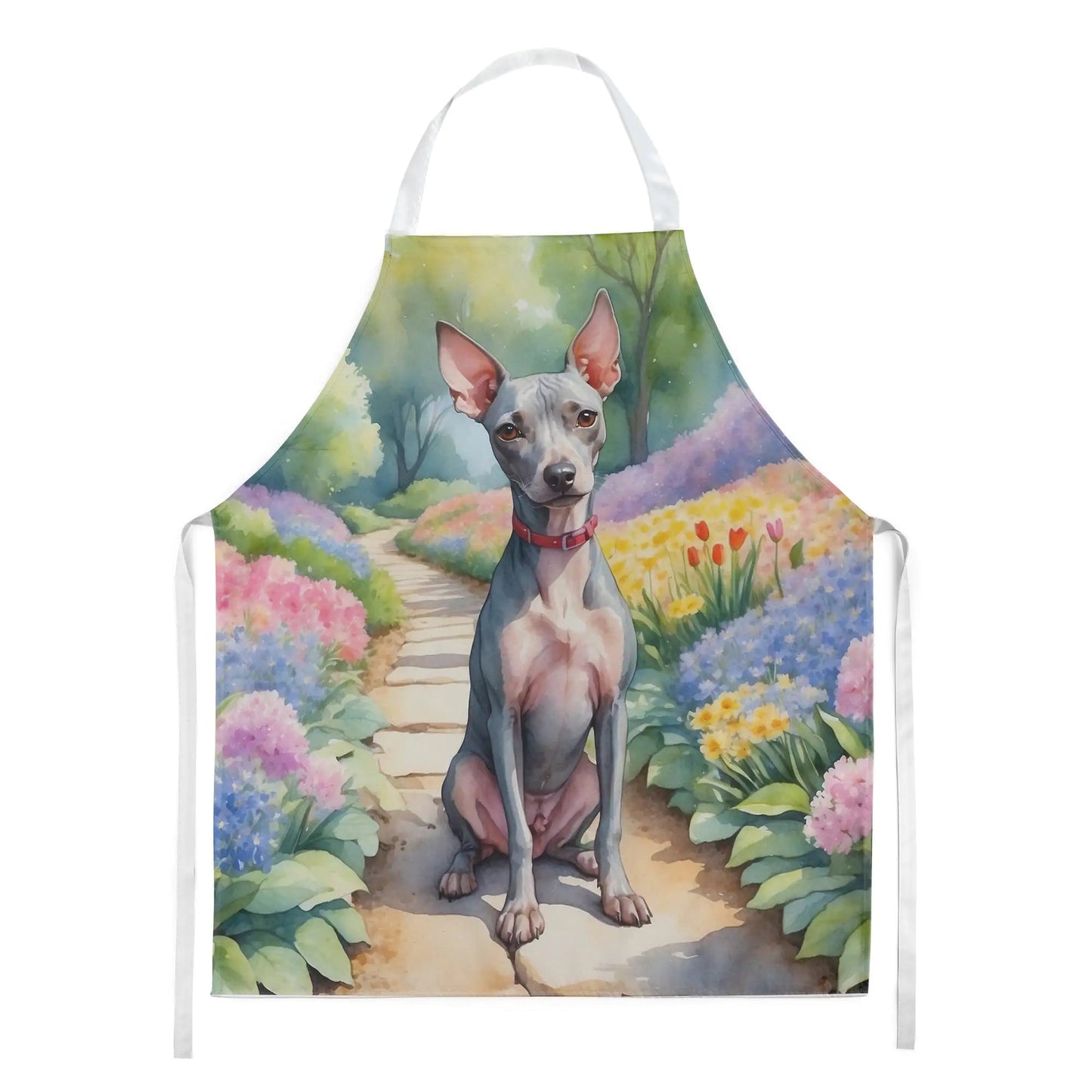 American Hairless Terrier Spring Garden Apron WEM Support (www.WEM.support)